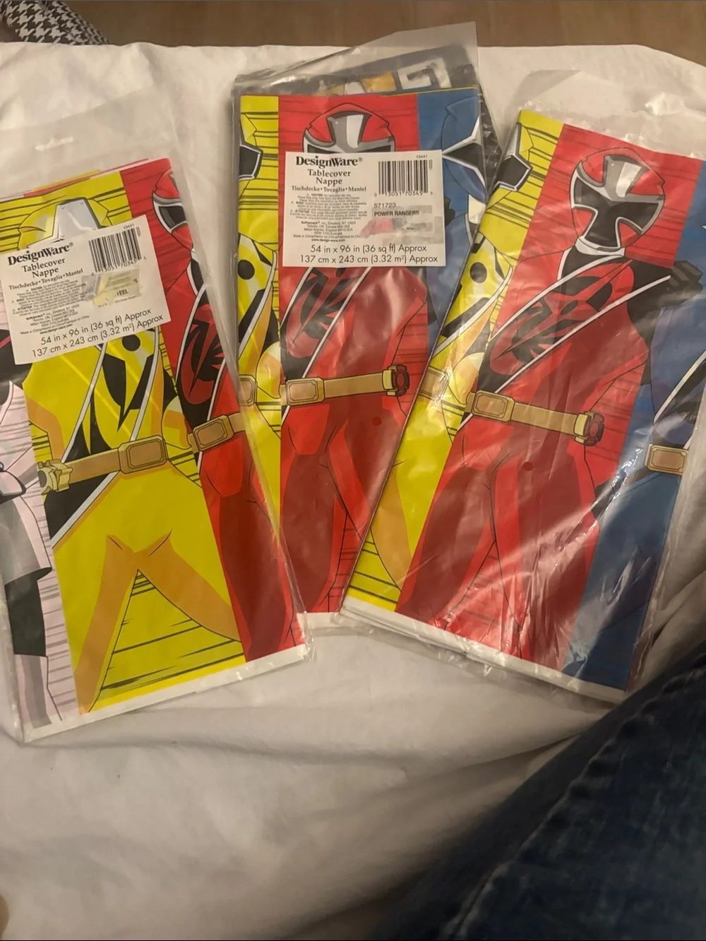 Three Design  Ware Power Rangers Tablecover - Red, Blue, Yellow & pack of napkin